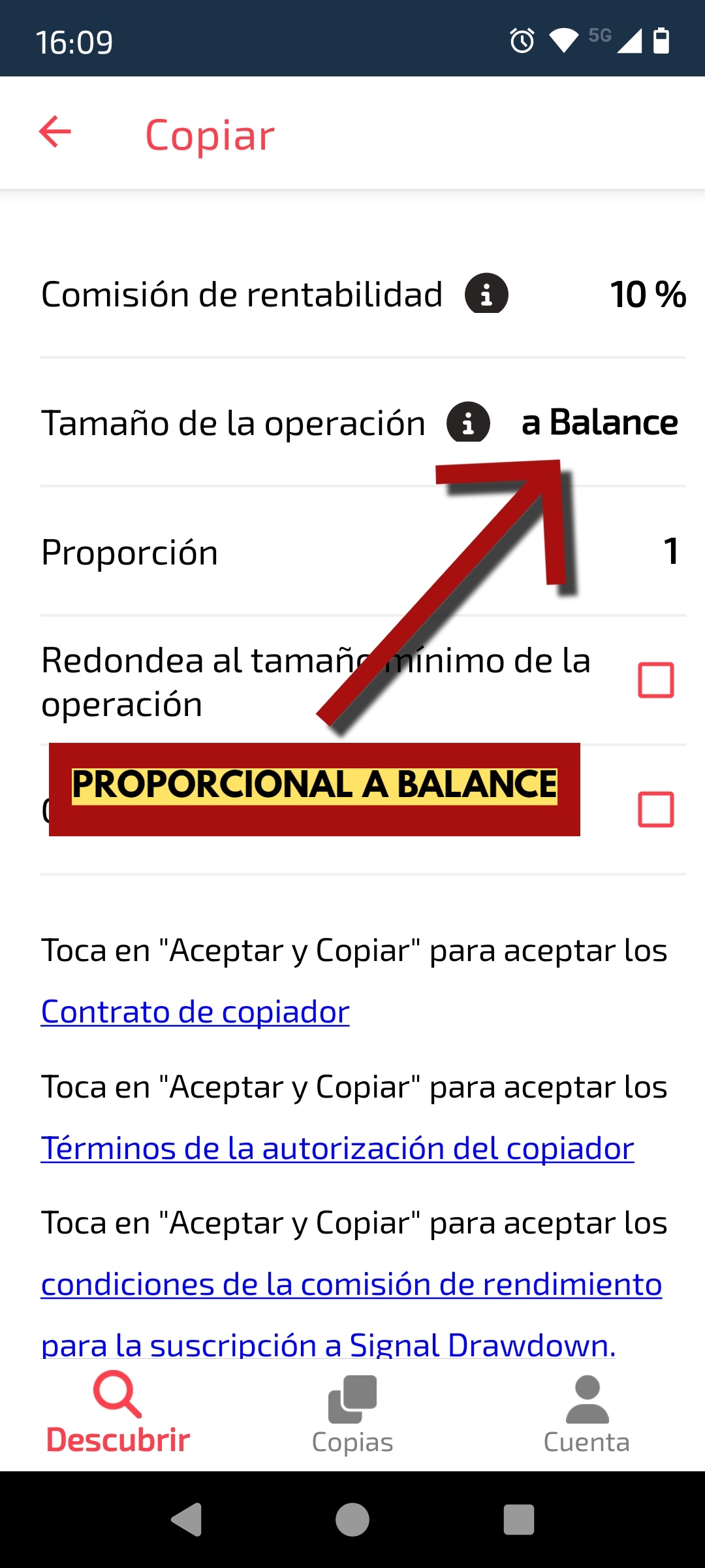 Proporcional a balance